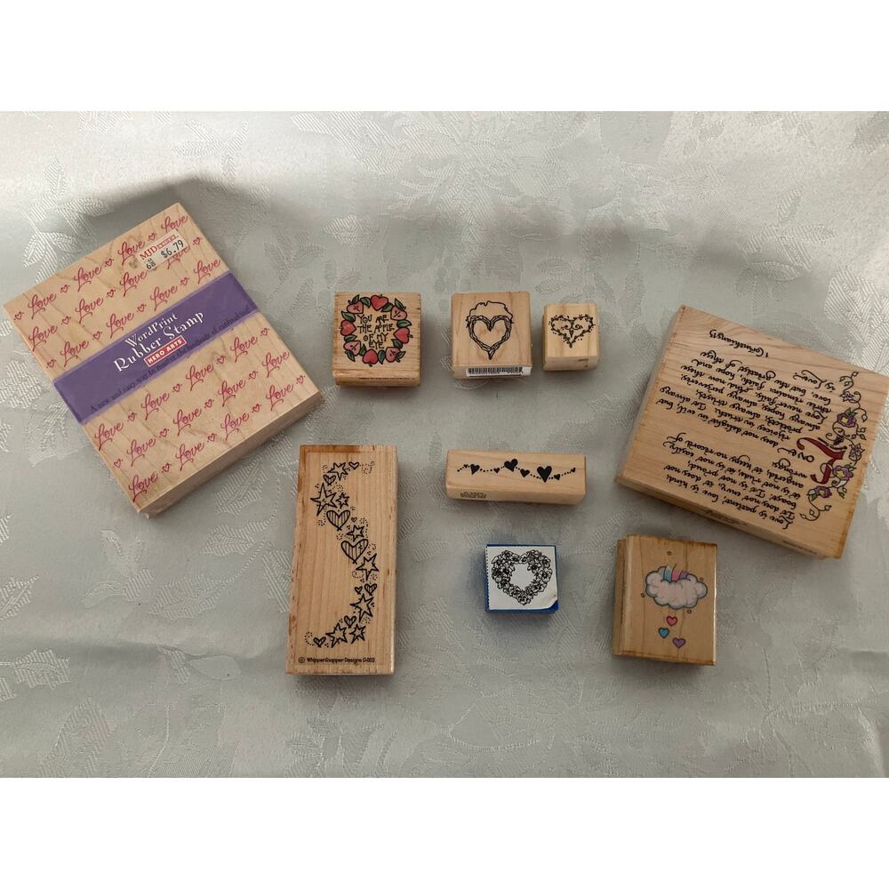 Lot of 9 Rubber Stamps Hearts and Love Crafts Scrapbooking